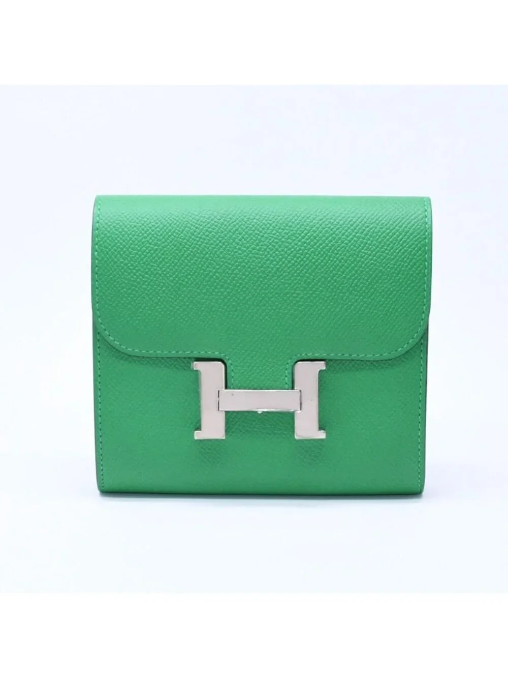 Hermes Bifold Wallet Silver Veau Epsom Green